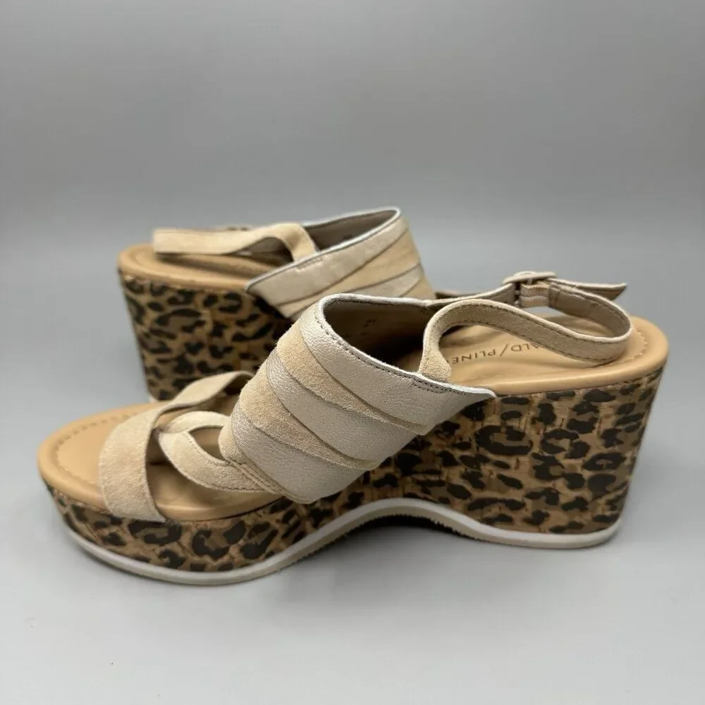 Donald Pliner Womens Valri Wedge Slides Sandals Leopard Print Cork Platform 9M